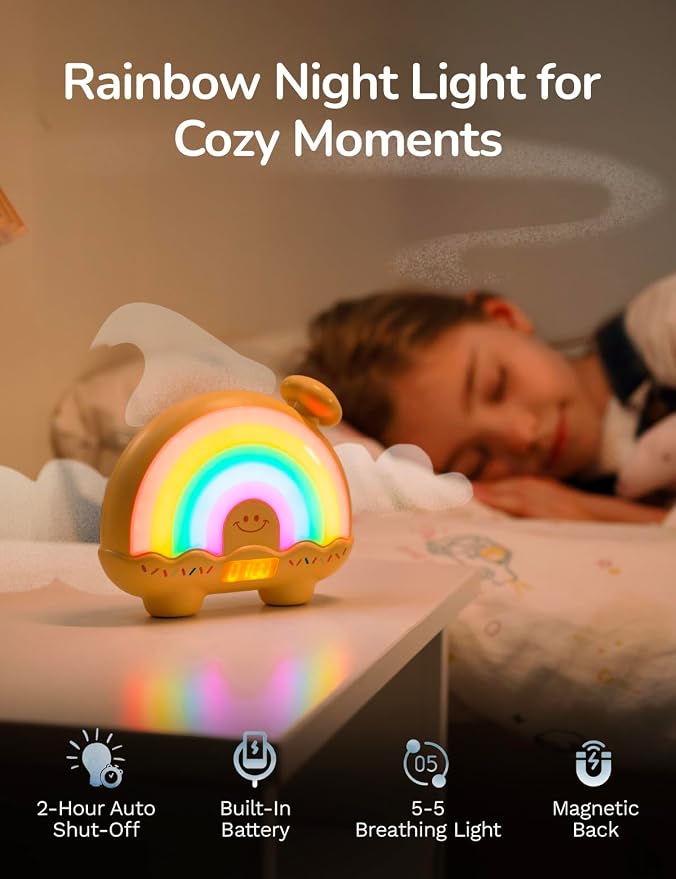 Timer Pal Rainbow Timer for Kids, Visual Timer for Kids with Night Light, Color-Changing Magnetic Visual Timer for Classroom/Calming Corner/Home (Yellow)