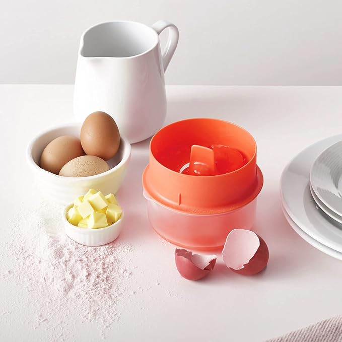 Egg White Filter, Household Egg Separator Multiple Leaking Holes Plastic Kitchen Convenient Kitchen Gadgets for Baking for Cake(Dark Orange)