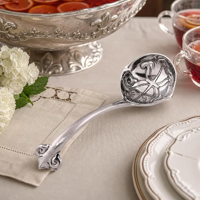 Arthur Court Fleur-De-Lis Serving Ladle - Elegant Aluminum Spoon for Punch and Soup - 12 Inch Long