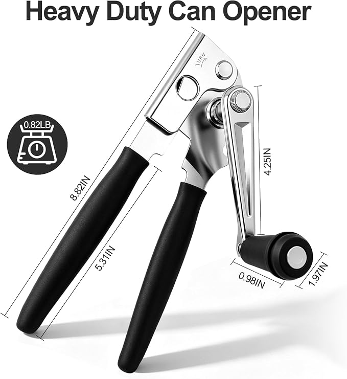 Commercial Can Opener Manual – Heavy Duty with Ergonomic Extra-Long Handle, Effortless for Seniors & Arthritis, Perfect for Large Cans, Restaurants, Home & Camping