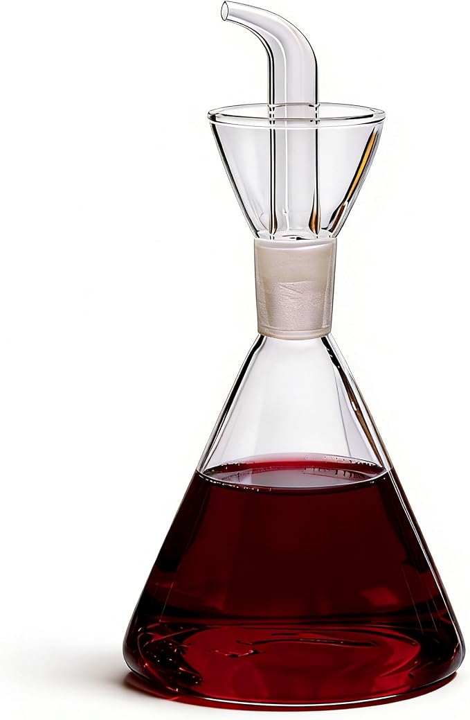 ELETON Conical Borosilicate Glass Olive Oil Dispenser – Non Drip Oil Bottle for Kitchen, Leak Proof Vinegar Cruet, Easy Clean, 12 oz