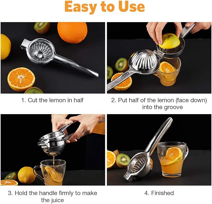 Upgraded Lemon Squeezer Meidong Super Stainless Steel 304 Hand Press Juicer Manual Citrus for Juicing Lemon ＆ Limes, Vegetables (Middle)