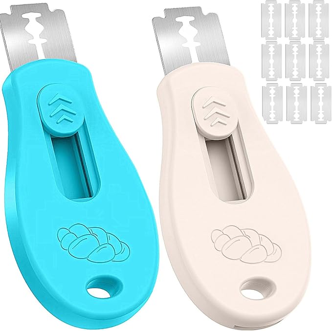 Bread Lame Sourdough Scoring Tool, Extractable & Magnetic Bread Scoring Tool, Scoring Knife for Bread Baking, Bread Razor for Homemade Bread, Sourdough Scorer Tool, Includes 5 Razor Blades-Beige+Blue