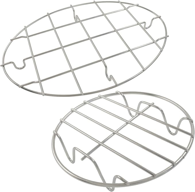 Murtenze 2 Pack Stainless Steel Cooling Rack, 9.8 x 6.7" Oval & 6" | Round Roasting Rack, Kitchen Baking, Roasting, Steaming