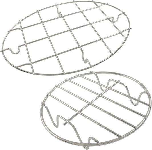 Murtenze 2 Pack Stainless Steel Cooling Rack, 9.8 x 6.7" Oval & 6" | Round Roasting Rack, Kitchen Baking, Roasting, Steaming