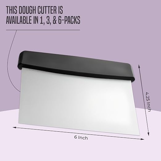 OCS Parts 3-Pack 6" Stainless Steel Dough Cutter and Bench Scraper | Black Handle | Cutter for Pizza Dough, Bread, and Pastry Dough | Multipurpose Kitchen Utensil