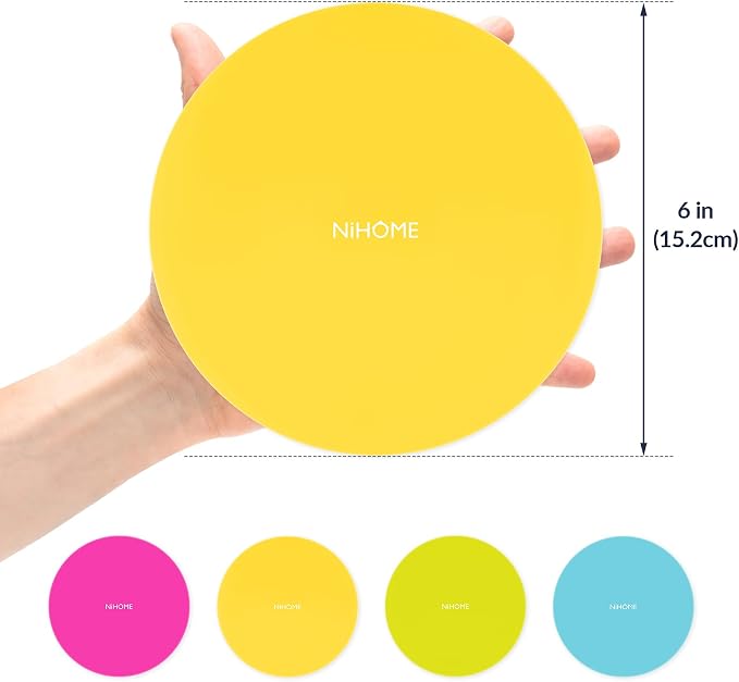 NiHome Silicone Jar Opener Gripper Pads, 6 In for Seniors, Fluorescent, 4PC | Textured Back Pattern For Superior Grip, Food-Grade Silicone, Heat-Resistant Multi-Use Kitchen Pad For Jars, Pots, Spoons