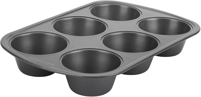 GoodCook Everyday Nonstick Steel Jumbo Texas Muffin Pan, 6-cup, Gray
