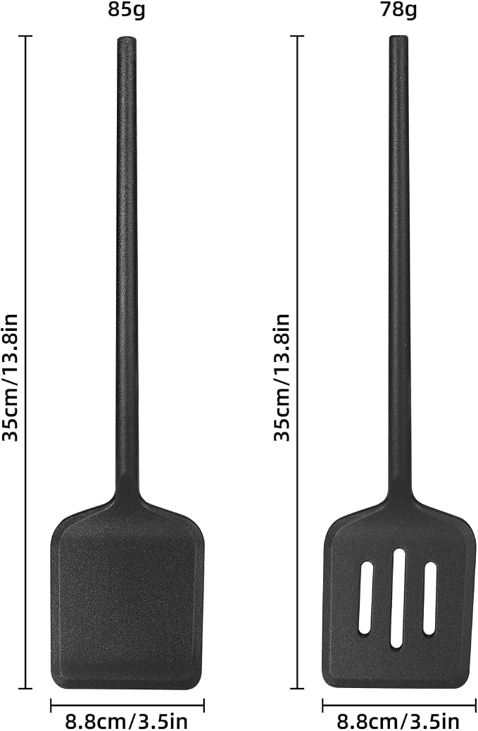 Silicone Cooking Spatula Set, High Heat Resistant Slotted and Solid Kitchen Turner, Extra Long Large Kitchen Utensil for Turning, Flipping, Mixing, Stir-frying,13.8 Inches