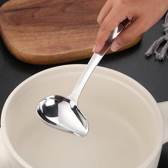 6 Pcs Silver Soup Spoon, Stainless Steel Titanium Plated Table Spoons, Durable Soup Spoon for Soup Cereal Sauces Stews-Dishwasher Safe(8.7 inches/22cm)