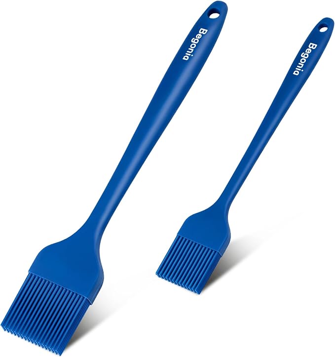 Begonia Silicone Pastry Brush (Blue) | 2pcs 10+8 in Heat Resistant Basting Brush for Cooking,Baking, Grilling and spreading oil