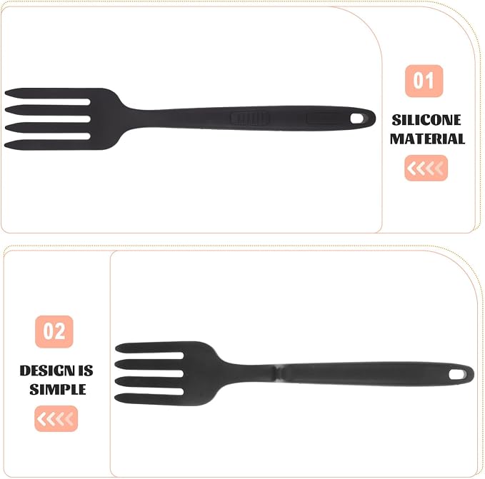 Silicone Pasta Server Fork Reusable Ergonomic Cooking Tool Large Washable Fork for Salad Mixing Non-scratch Kitchen Supply for Home Restaurant and Camping