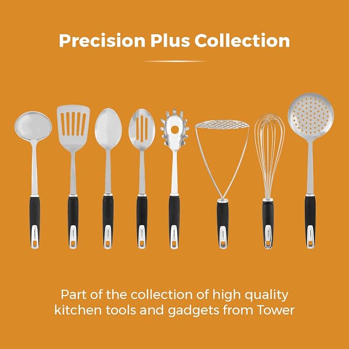 Tower T832225 Precision Plus Spaghetti/Pasta Server with Hanging Loop, Softtex Handle, Stainless Steel