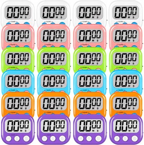 ZILLEEN Digital Kitchen Classroom Timers for Kids Cooking 24pcs MulticolorA