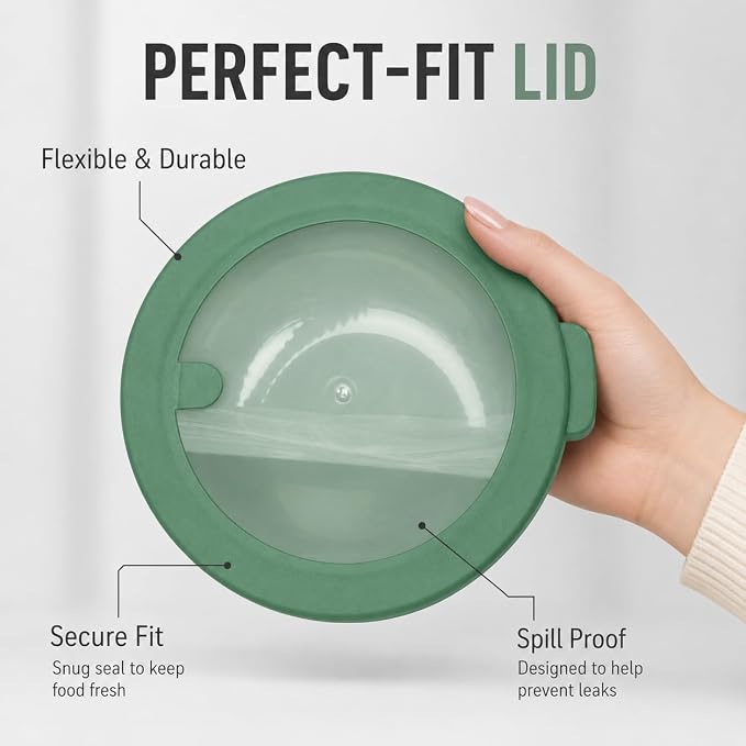 Pera Mixing Bowls with Lids, 8-Piece Airtight Leak-Proof Nesting BPA-Free Prep Bowl Set for Kitchen & Food Storage, Large 4200ml Capacity, Microwave & Dishwasher Safe(Green)
