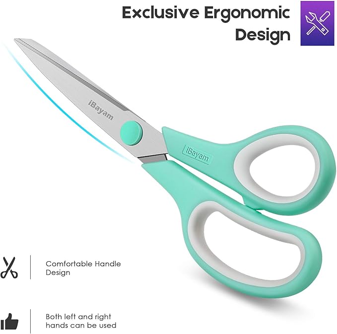 iBayam 2-Pack Kitchen Shears with 3-Pack Multipurpose Office Scissors Bulk