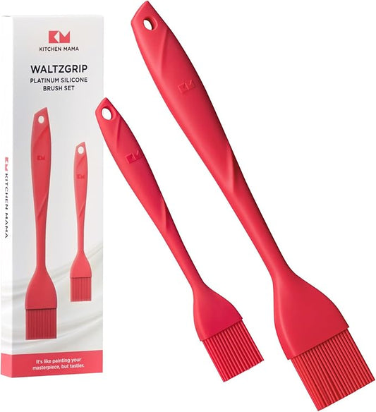 Kitchen Mama WaltzGrip Platinum Silicone Basting Pastry Brush, Red | Heat-Resistant, For Cooking, Baking, Grilling, Spreading Oil or Butter, Dishwasher-Safe