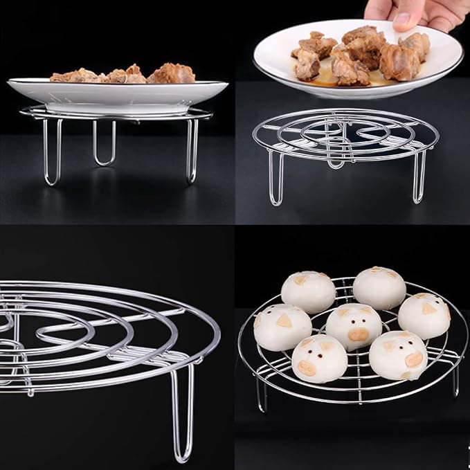 2Pcs Steam Rack, Heavy Duty Steaming Rack Stand, Stainless Steel Round Steamer Cooling Rack Trivet, Pot Steamer Insert Food Stand, Steaming Cookware Accessories(Size:15.5cm/6.1in)