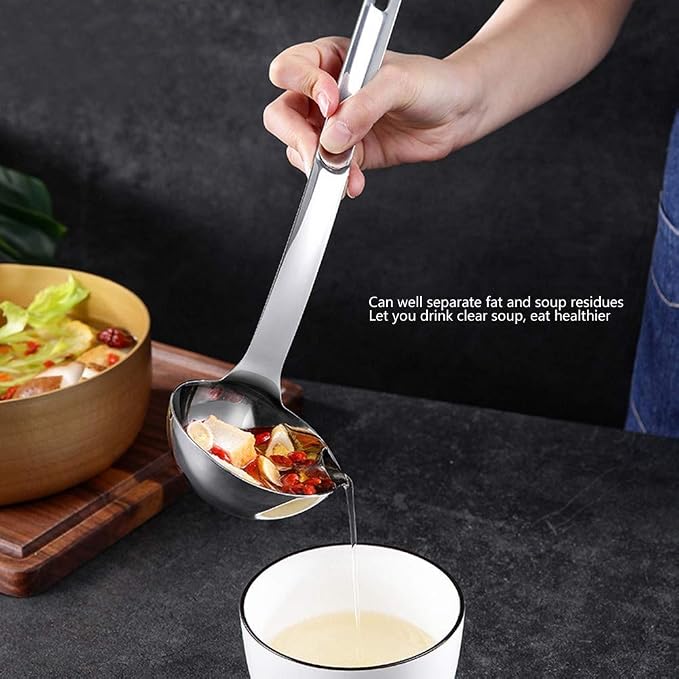Oil Separator, Ladle Oil Filter Skimmer Spoon Soup Colander Filter Spoon for Home Kitchen and Cooking