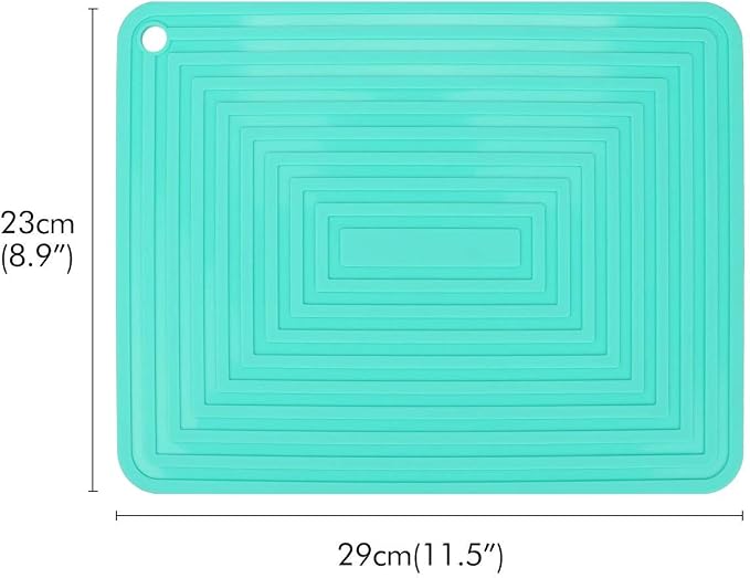 LogHog Large Silicone Trivet Mats for Hot Dishes/Pans, Heat Resistant Pot Holder, 9"x12" Non Slip Flexible Durable Pot Coaster Kitchen Table Mats Set of 2 (Teal)