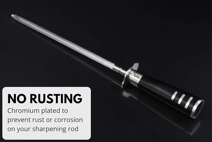 Professional Honing Steel 12”, Magnetized for Safety, No Rust, No Cheap Plastic! Noble’s Knife Sharpener Has an Oval Handle for a Firm Grip and is Built For Daily Use, Perfect for Chefs!