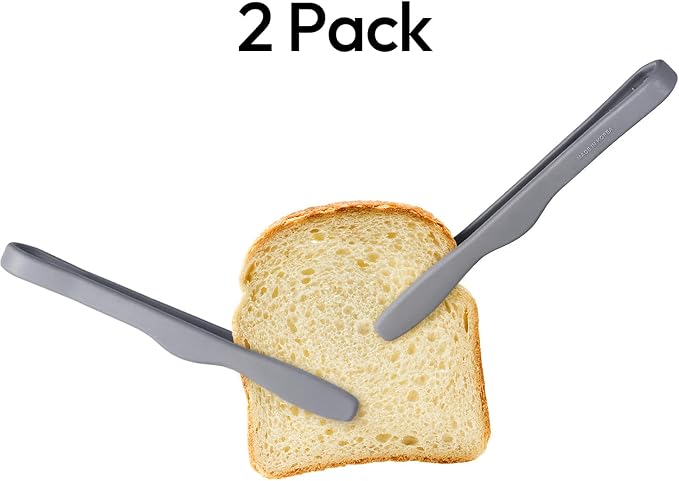 carrotez 2 Pack Mini Silicone Toaster Tongs, Anti-Slip,Non-Scratch mini tongs 7inch silicone tongs - Modern Grey
