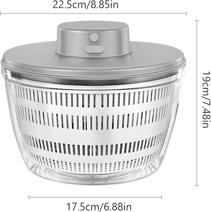 Electric Salad Spinner,Automatic Salad Rotator,USB Chargeble Lettuce Spinner- Easy Water Drain System,Lettuce Cleaner and Dryer for Home Kitchen Washing & Drying Leafy Vegetables (White)