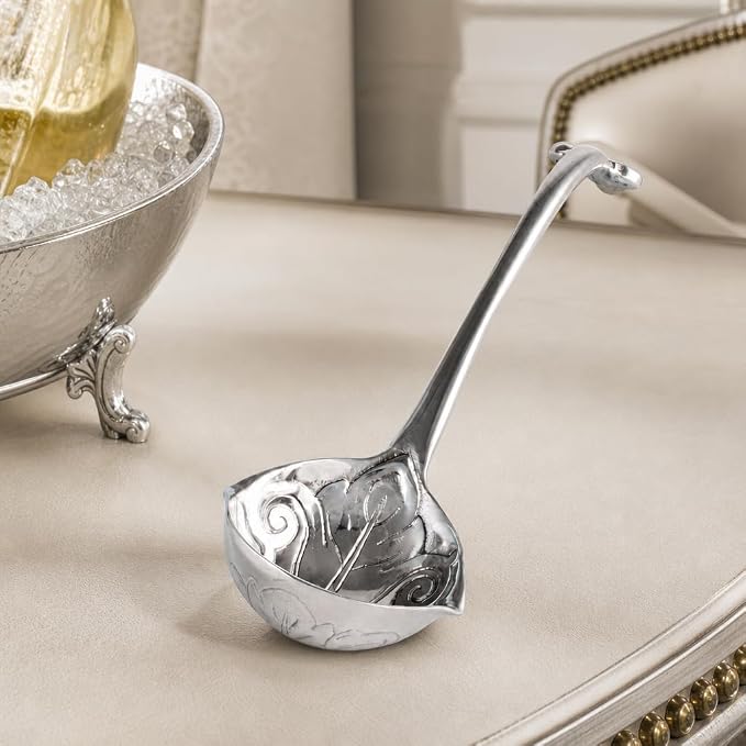 Arthur Court Fleur-De-Lis Serving Ladle - Elegant Aluminum Spoon for Punch and Soup - 12 Inch Long
