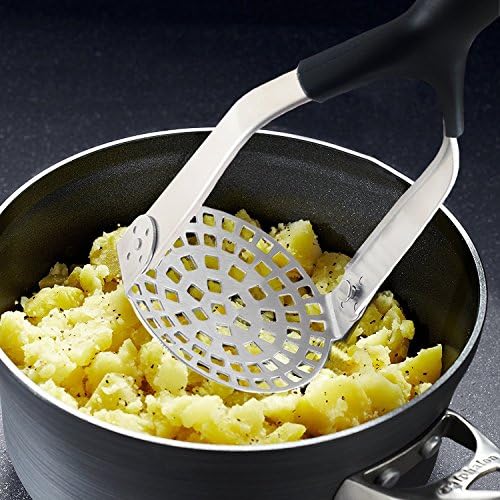 Kaycrown Potato Masher Ricer Professional Stainless Steel Avocado Masher Fruits Vegetables Eggs Crusher with Fine Grid Mashing Plate for Non-Stick Cookware