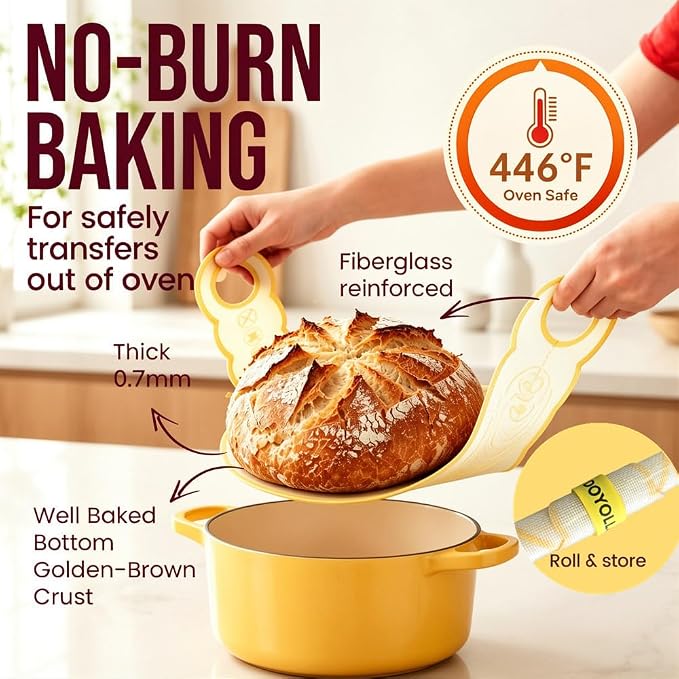 DOYOLLA Bread Proofing Basket Set, Sour Dough Tools with Silicone Bread Sling, Sourdough Starter Kit, Baking Gifts, Bread Making Kit (Round,8.5 inch)