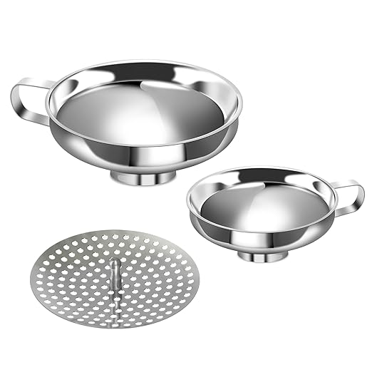 Stainless Steel Canning Funnel Set - Wide Mouth Funnel for Mason Jars, 2 Pack (Small and Large)