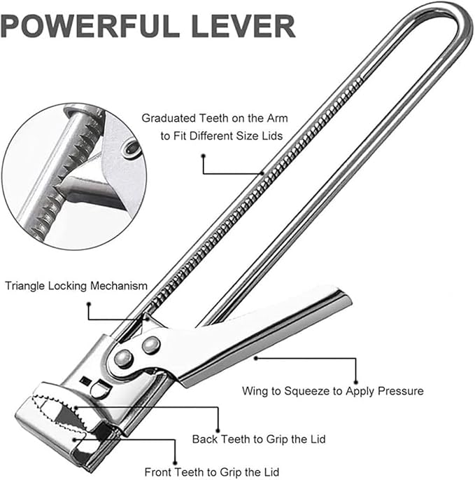 Master Jar & Bottle Opener,Adjustable Multifunctional Stainless Steel Can Opener Jar Lid Gripper,Manual,Kitchen Accessories（Silver)