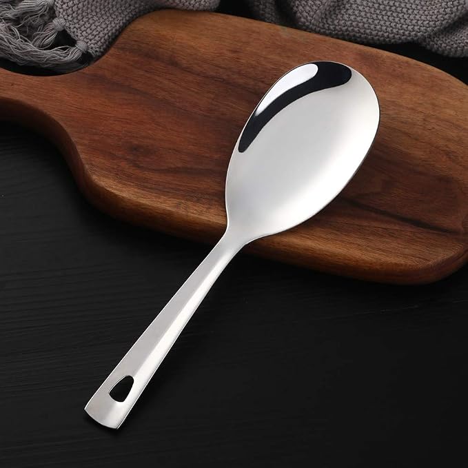 6 Pcs Silver Salad Spoon, Stainless Steel Titanium Plated Salad Servers Set Heavy Duty Mirror Polished Modern Spoons for Home, Kitchen and Restaurant(10.3 inches/26.2cm)