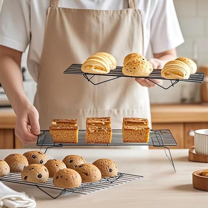 Collapsible Cooling Rack, Stainless Steel Rack for Cookie Baking (4-TIER) | X-Shaped Structure Wire Cooling Rack for Baking, Cookies, Cake, Fruit, Bread,Roasting, Grilling, Drying Rack, Dishwasher Safe
