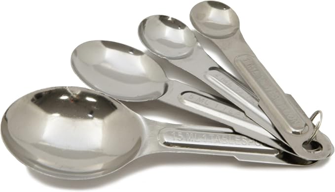 Measuring Spoons, 4 Piece Set, Stainless Steel