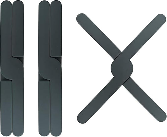 3PCS Foldable Silicone Trivet Set, Expandable Hot Pads for Kitchen, Heat Resistant Pot Holders, Non-Slip Table Protector Mat for Hot Dishes, Pots(Gray)