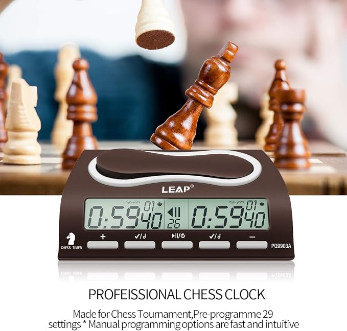 LEAP Chess Clock Digital Chess Timer Professional for Board Games Timer with Alarm Function (Official Store) 9903a