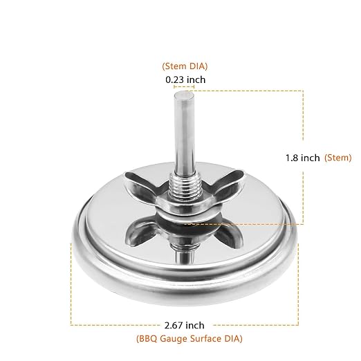 2.67 Inch Barbecue Grill Temperature Gauge for CharBroil 8566083 Pit BBQ Thermometer Fahrenheit and Heat Indicator for Meat Cooking, Stainless Steel Temp Gauge