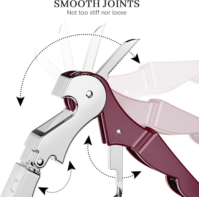 HYZ 2-Pack Wine Opener Waiter Corkscrew, Professional Wine Key for Servers, Bartender with Foil Cutter, Manual Wine Bottle Opener Double Hinged (Burgundy)