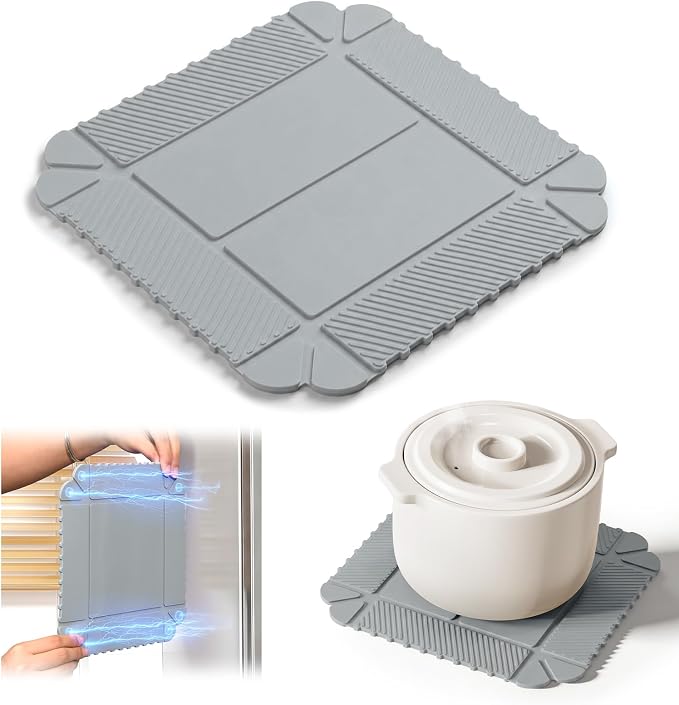 Magnetic Silicone Trivet & Pot Holder, Kitchen Heat Resistant Mat | Trivets for Hot Dishes, Hot Pots & Pans, Non-Slip Hot Pads for Countertops & Dining Table & Oven, Jar Opener & Spoon Rest