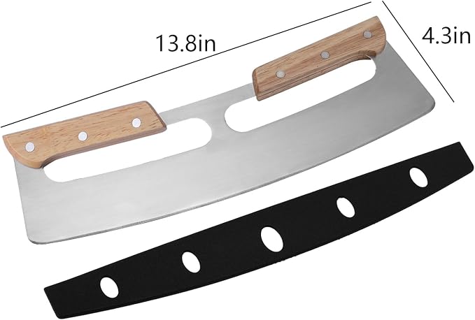 2 Pack Pizza Cutter Rocker with Wood Handles & Protective PP Cover, 14" 430 Stainless Steel Pizza Slicer Wheel, Big Pizza Knife Cutters Kitchen Tool (14 inch)