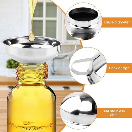 Stainless Steel Canning Funnels for Filling Mason Jars, Wide Mouth Funnels for Kitchen Use, Kitchen Gadgets Canning Supplies Kit - 5 Pack