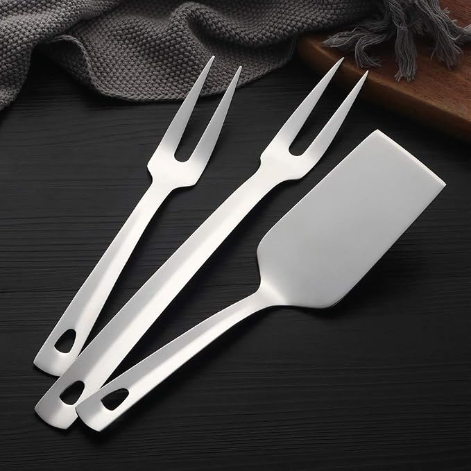 12 Pcs Cooking Utensil Set, Stainless Steel Silver Titanium Plated Cookware Sets with Public Fork/Spoon, Cake Shovels, Spatula, Ladles, Solid Spoon, Slotted Spoon, Pasta Server, Kitchen Tool Gadget