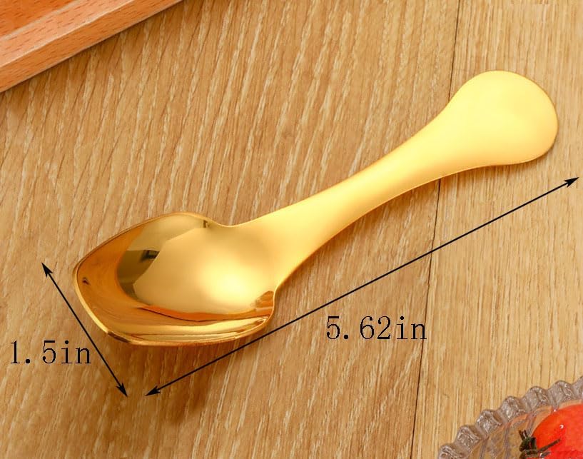 4Pcs Gold Stainless Steel Ice Cream Scoops, Universal Mirror-Polish Dessert Spoons For Ice Cream, Melon, Salt, Powder & Baking – Gold 5.62 Inch (Kitchen, Party, Restaurant)