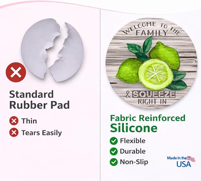 Andreas Silicone Jar Opener, Family Lime – 6.25" Non-Slip Lid Gripper & Garlic Peeler, Food and Dishwasher Safe, Multi-Use, Durable Silicone & Fabric, Made in the USA, JO-GGLI