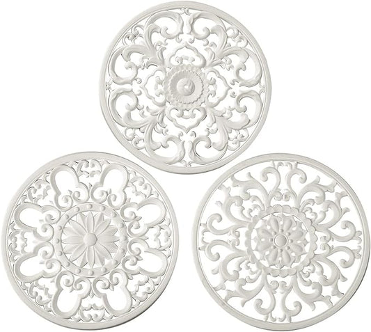 Extra Thick Silicone Trivet Mat for Hot Dishes, Hot Pots and Pans, Pot Holder, Hot Pad to Protect Your Table and Countertop, Kitchen Decor and Accessories,White, Set of 3