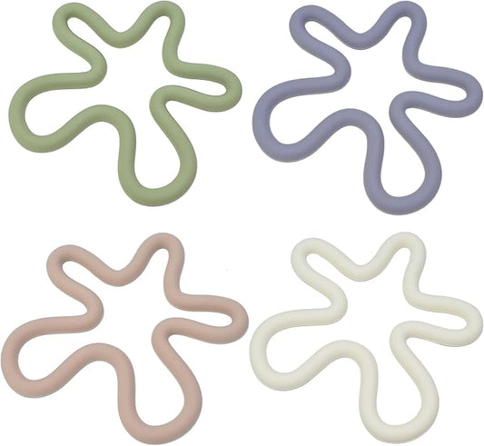 4 Set Silicone Trivets for Hot Dishes, Hot Pots and Pans, Flower Heat Resistant Hot Pads for Kitchen Countertop, Table, Hot Plate Mat Pot Holders Dining Counter Decor