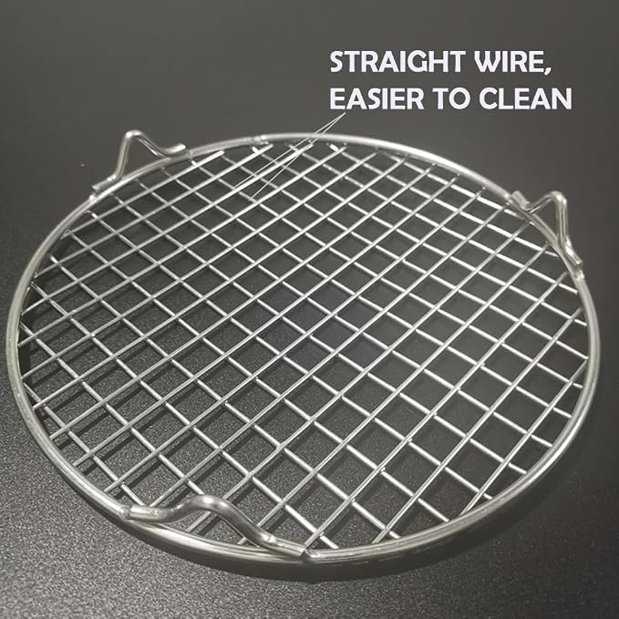 Cooking Rack with Legs 304 Stainless Steel Dia 8.25" Heavyweight Straight Wire Steaming Cooling Barbecue Rack/Carbon Baking Net/Grill/Pan Grate (210mm/8.25")