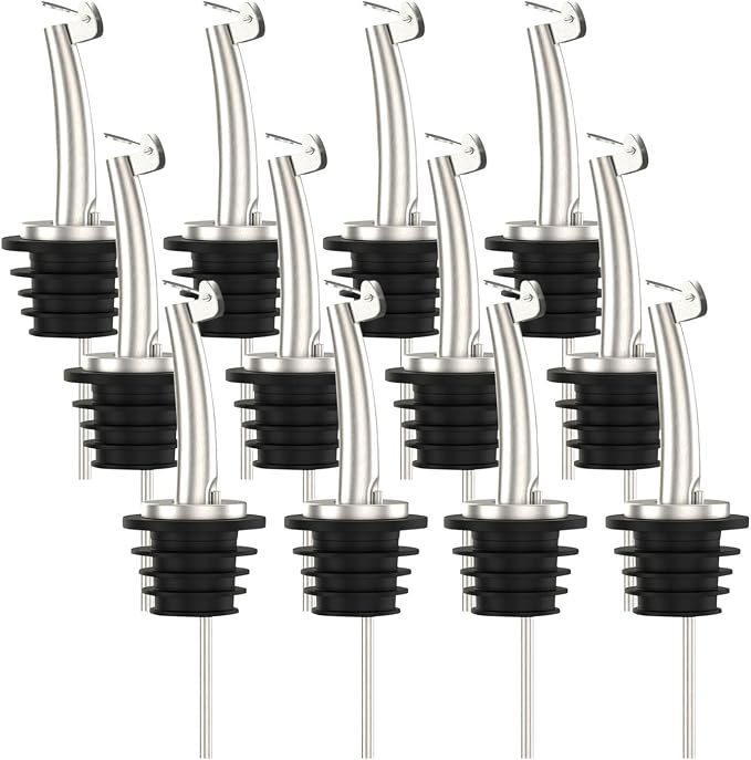 20 Pcs Oil Spout Liquor Bottle Pourer Spouts for About 3/4" Bottle Mouth | Stainless Steel Olive Oil Dispenser Spout Liquor Bottle Pourer with Flip Top