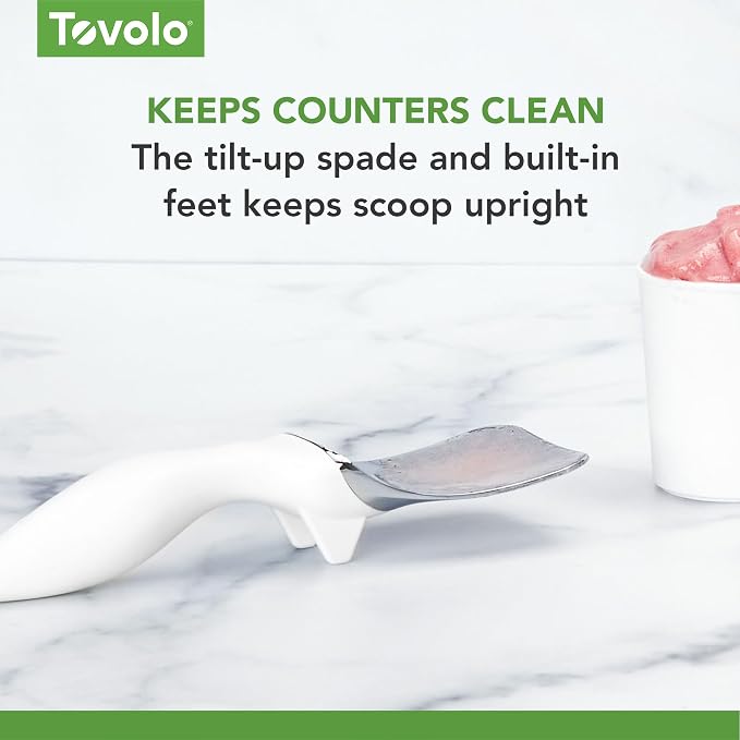 Tovolo Ice Cream Spade Heavy Duty Zinc Alloy Dishwasher Safe Ice Cream Paddle Spade for Shaping Cutting Serving Gelato Sorbet Cookie Dough, Non Slip Ergonomic Handle Ice Cream Spade, White